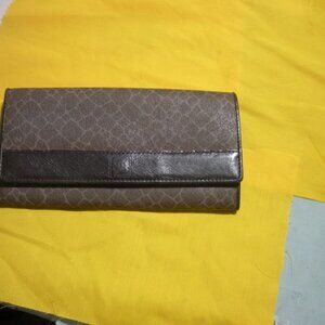 Nina Ricci Long Wallet Canvas W/Leather Trim